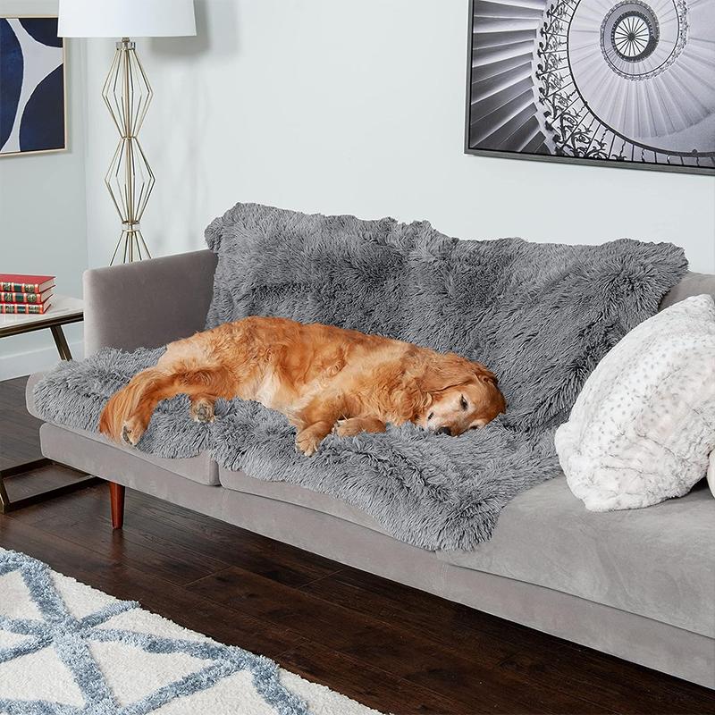 PETSWOL Throw Plush Blanket for Pets - Dark Grey
