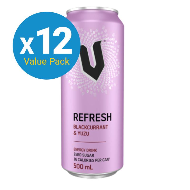V Energy Refresh Sugar Free Can - Blackcurrant Yuzu 500ml (12 Pack)