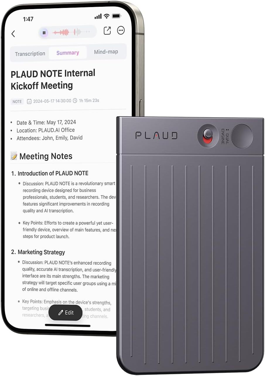 PLAUD NOTE ChatGPT Empowered AI Voice Recorder - Black