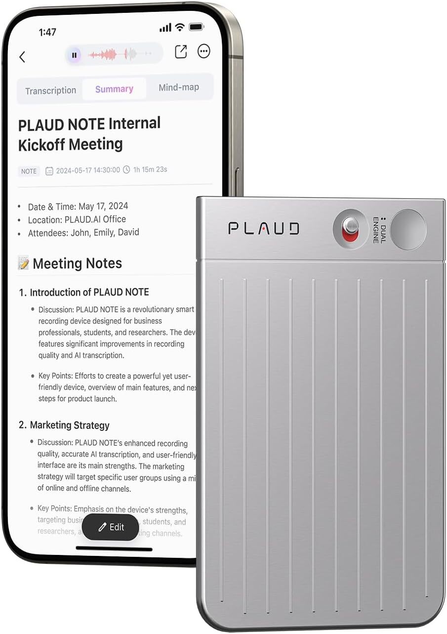 PLAUD NOTE ChatGPT empowered AI Voice Recorder - Silver