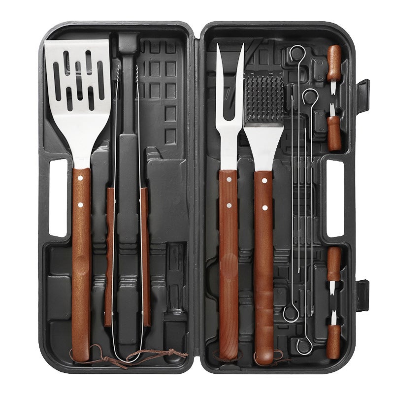 OZZYCOOK Wooden Handle Grilling Tool Set (13 Pieces)