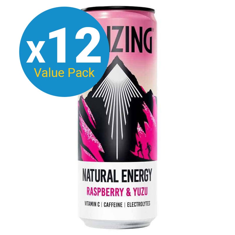 Tenzing Natural Energy: Raspberry & Yuzu Drink Can - 330ml (12 Pack)
