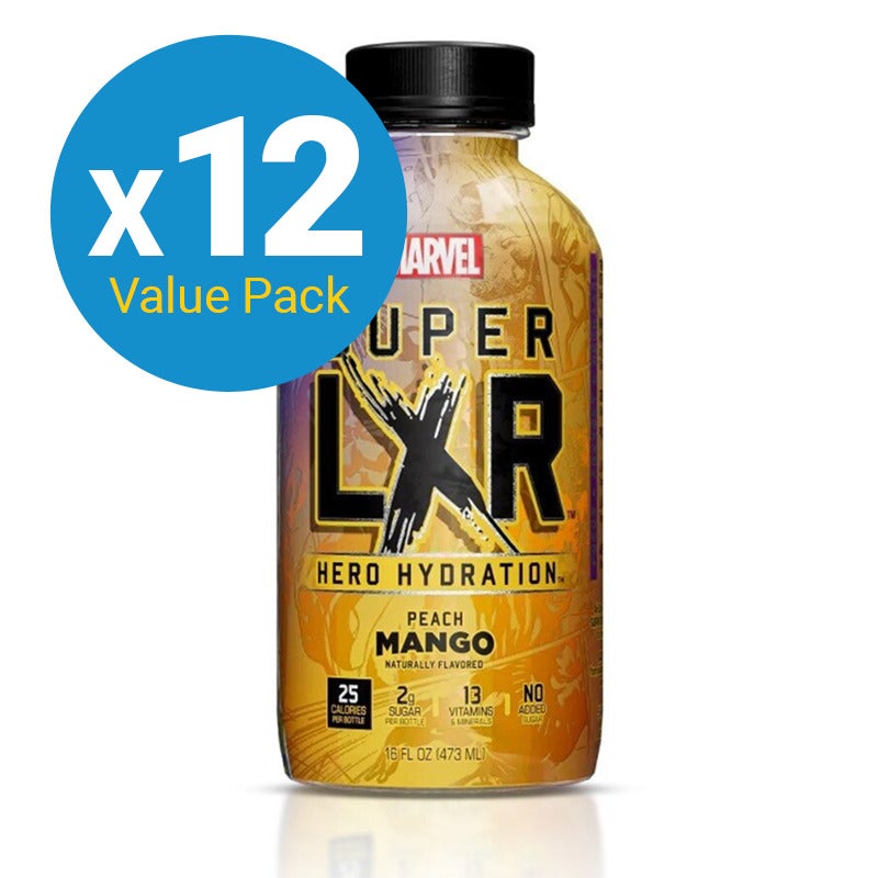 Arizona x Marvel Super LXR Hydration Drink Bottle - Peach Mango 473ml (12 Pack)