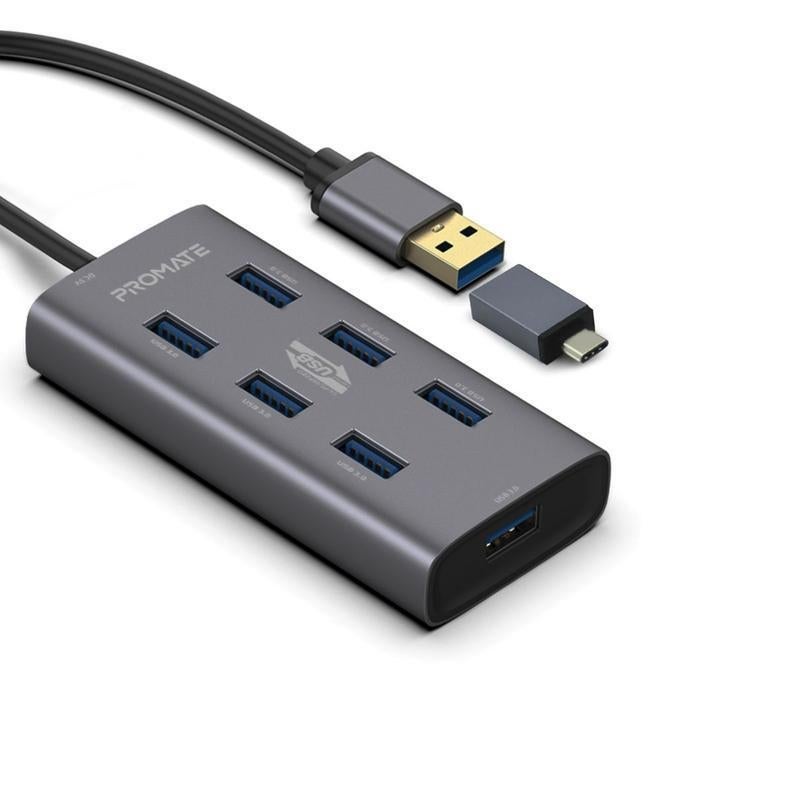 Promate: EzHub-7 Powered USB Hub With 7x USB 3.0 Ports Plus Additional USB-C