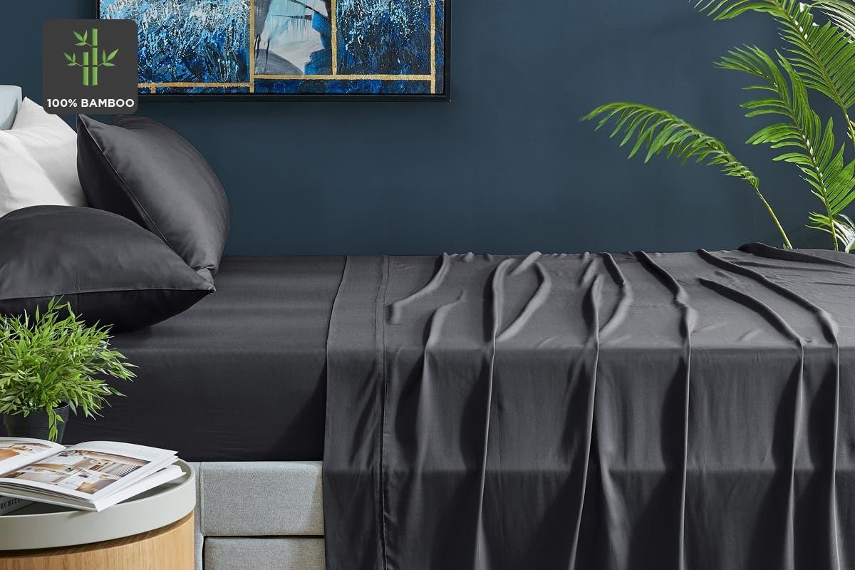Ovela 100% Natural Bamboo Bed Sheet Set (Single, Charcoal)