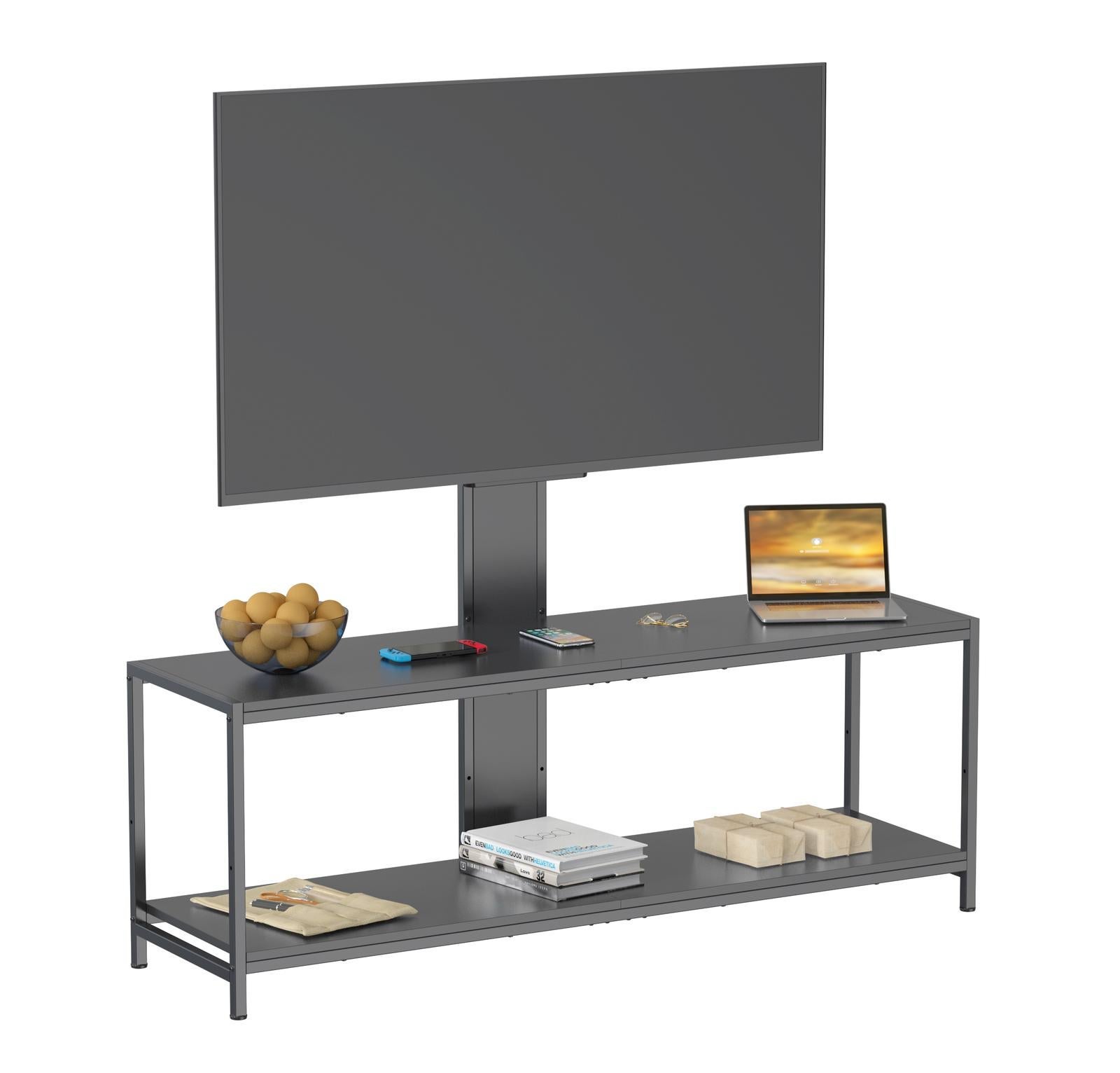 Fraser Country 2-Tier Medium TV Stand Entertainment Center For Screen Size 37"-70 Black / Black