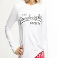 The Goodnight Society: Long Sleeve Tee Logo Print (White) - S in Black/White (Women's)
