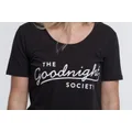The Goodnight Society: Short Sleeve Tee Logo Print (Black) - XS in Black/White (Women's)