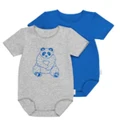 Bonds: Short Sleeve Bodysuit - Panda Bear New Grey Marle (Size 00000) in Blue/Grey