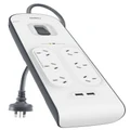 Belkin - 6 Outlet Surge Protector with 2 x 2.4A Shared USB Charging - 2 Metres