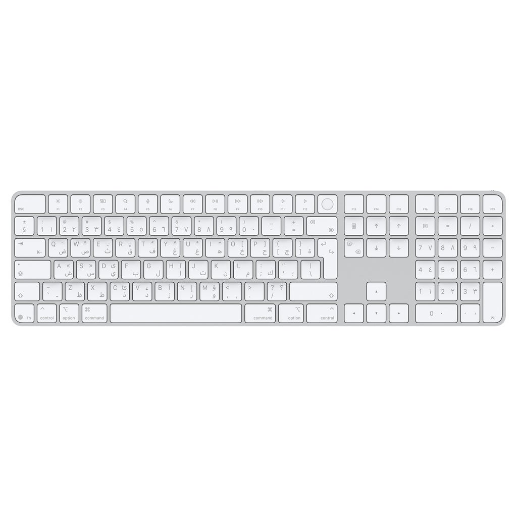 Magic Keyboard with Touch ID and Numeric Keypad for Mac models with Apple silicon (USB–C) — Arabic — White Keys