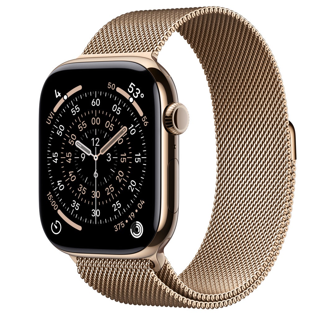 Apple Watch Series 11 GPS + Cellular 46-mm Gold Titanium Case with Gold Milanese Loop — M/L