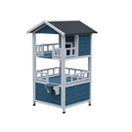 YES4PETS Double Story Cat Shelter Condo with Escape Door Rainproof Kitty House