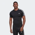 adidas Techfit 3-Stripes Training Tee Gym & Training,Training XS/S Men Black