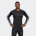 adidas Techfit 3-Stripes Training Long Sleeve Tee Gym & Training,Training XS Men Black