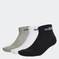 adidas Linear Ankle Cushioned Socks 3 Pairs Lifestyle KXL,KXXL,XS,S,M,L,XL Unisex Grey / White / Black