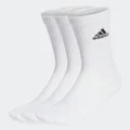 adidas Cushioned Crew Socks 3 Pairs Basketball,Lifestyle KS,KM,KL,KXL,KXXL,XS,S,M,L,XL,XXL Unisex White / Black