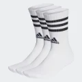 adidas 3-Stripes Cushioned Crew Socks 3 Pairs Basketball,Lifestyle KXL Unisex White / Black