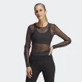 adidas Print Clash Long Sleeve Yoga Shirt Training L Women Black