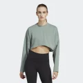 adidas Yoga Studio Crop Sweatshirt Training A/M Women Silver Green