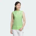 adidas HEAT.RDY Mock Neck Sleeveless Polo Shirt Golf A/S Women Green Spark