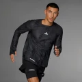adidas Ultimateadidas Allover Print Long Sleeve Tee Running A/S Men Grey / Black