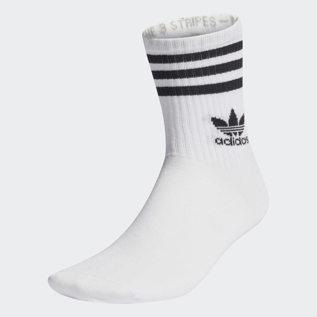 adidas Mid Cut Crew Socks 3 Pairs Lifestyle S Unisex White