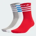 adidas Crew Socks 3 Pairs Basketball,Lifestyle KXXL,XS,S,M,L,XL Unisex Grey / White / Better Scarlet