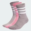 adidas 3-Stripes Stonewash Crew Socks 3 Pairs Basketball,Lifestyle M Unisex Pulse Magenta / Preloved Fig / Grey