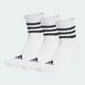 adidas 3-Stripes Cushioned Sportswear Mid-Cut Socks 3 Pairs Basketball,Lifestyle XS Unisex White / Black
