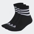 adidas 3-Stripes Cushioned Sportswear Mid-Cut Socks 3 Pairs Basketball,Lifestyle KXXL Unisex Black / White