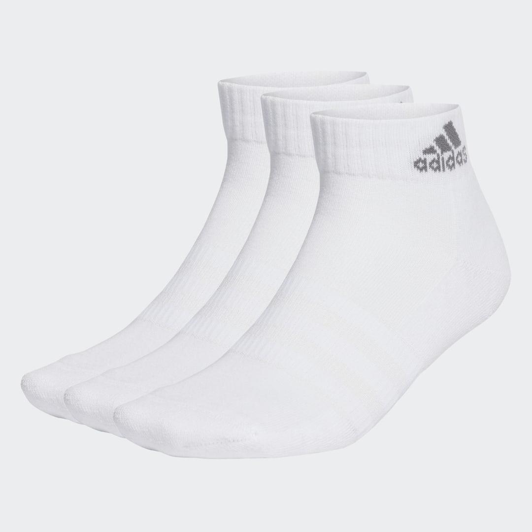 adidas Cushioned Sportswear Ankle Socks 3 Pairs Basketball,Lifestyle KXL Unisex White / Grey