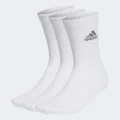adidas Cushioned Crew Socks 3 Pairs Basketball,Lifestyle KS,KM,KL,KXL,KXXL,XS,S,M,L,XL,XXL Unisex White / Grey