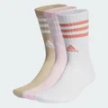 adidas 3-Stripes Cushioned Crew Socks 3 Pairs Basketball,Lifestyle KS,KM,KL,KXL,KXXL,XS,S,M,L,XL,XXL Unisex Pink White / Wonder Beige