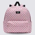 Vans Apparel and Accessories Old Skool Check Backpack Pink & White