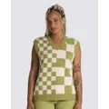 Vans Apparel and Accessories Courtyard Checker Sweater Vest Green & White