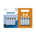 Philips LR6P8BP/40 8 Pack AA Battery, 1.5V Power Alkaline, Up to +109% More Power