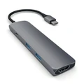 SATECHI Aluminium Space Gray Slim Mulitport Docking Adapter, 1x 4K HDMI, 2x USB3.0, 1x Type-C Power Delivery