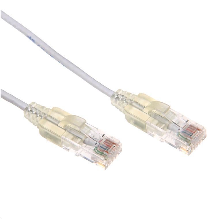 Dynamix PLSW-C6-0.5 Cat6A RJ45 Patch Lead - 50cm - White UTP - 10G - 30AWG - Ultra-Slim - Gold Plated - PoE 802.3af