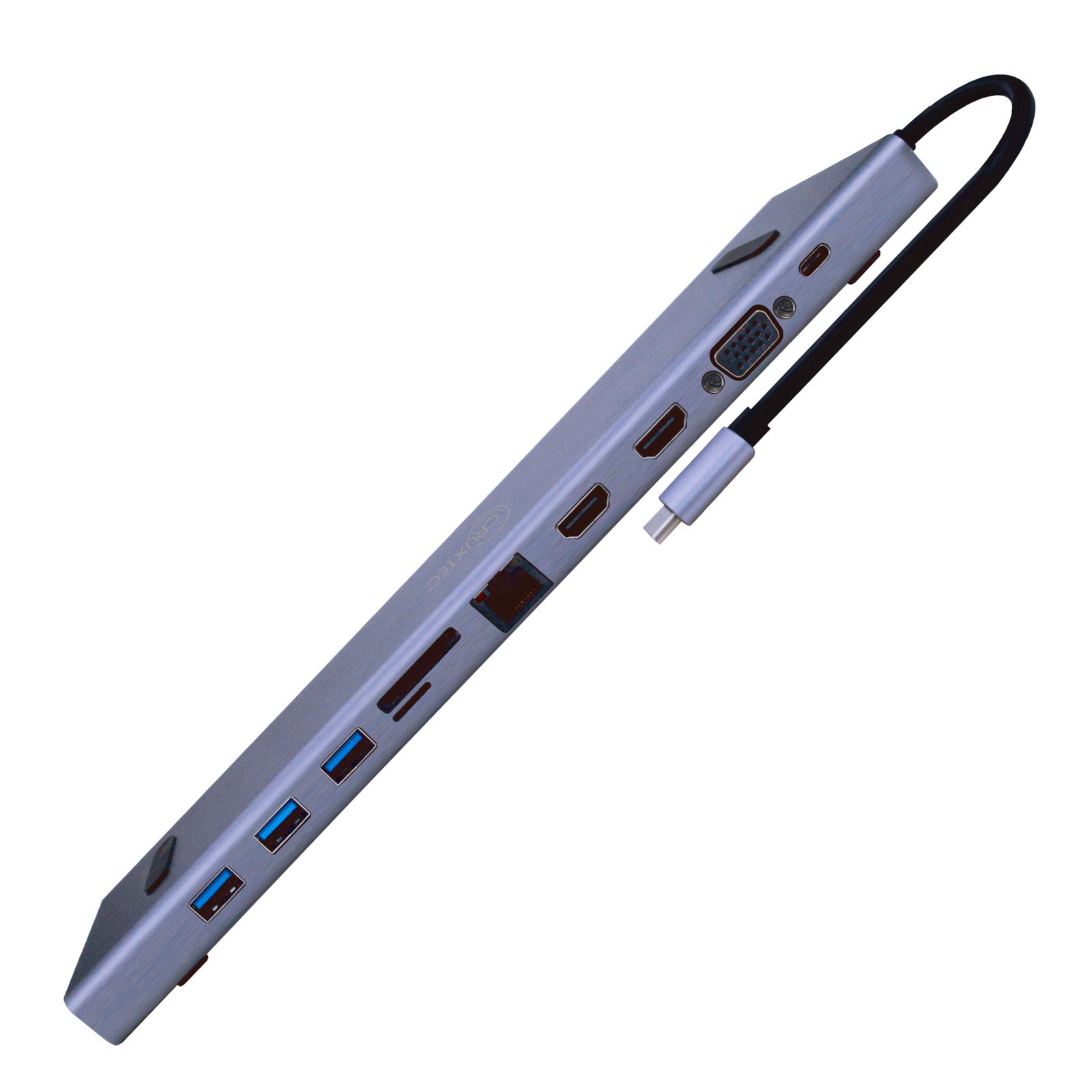 Cruxtec CH02-SG USB-C 100W 11-in-1 Ultra Slim Docking Station Supports 2 FHD Display