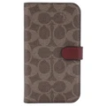COACH iPhone 14 Pro (6.1") Folio Case - Signature C Tan Three Card Slots - Removeable Wallet Cover