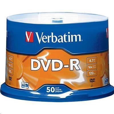 Verbatim 95137 16X DVD-R - 50 Pack 4.7GB - Printable - Advanced Azo Superior Archival Life - Spindle - White InkJet