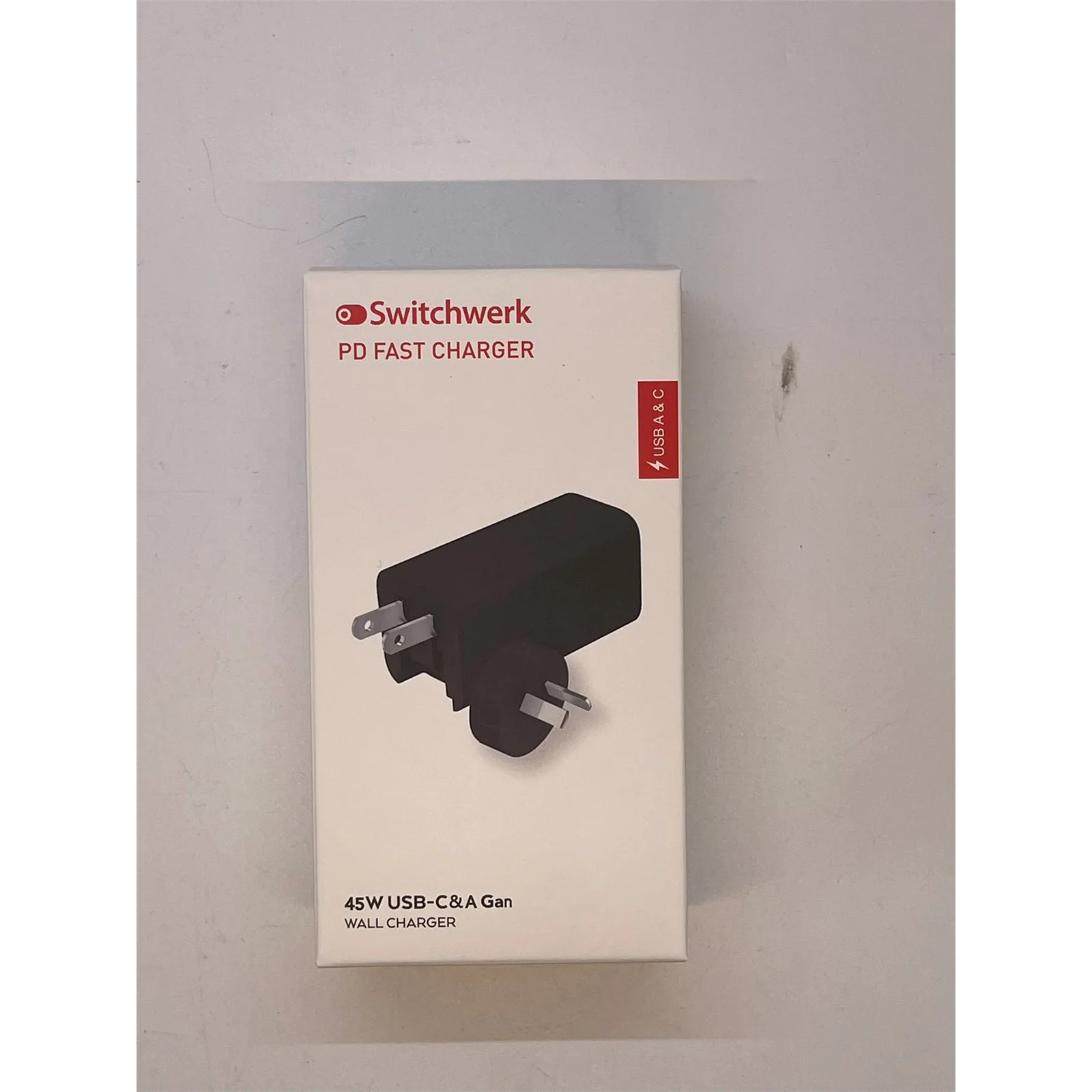 Switchwerk 45W GAN Quick Charge Dual Port USB-C PD Wall Charger Power Adapter - USB-C & USB-A - Designed for any Power Delivery Device (US + AU / NZ P