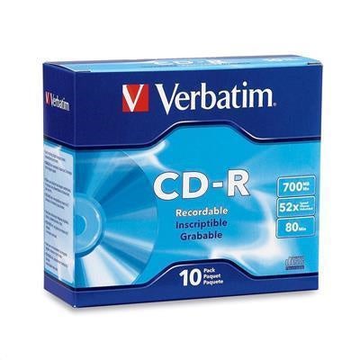 Verbatim 94935 CD-R - 10 Pack 700MB - 52x - Slim Cases - 80min P-Cyanine