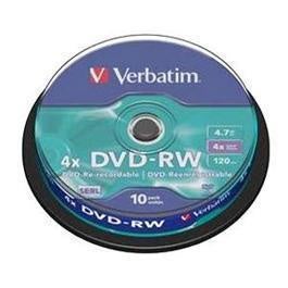 Verbatim 43552 4x DVD-RW - 10 Pack 4.7GB Spindle - Re-writable