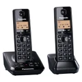 Panasonic KX-TG2722 Cordless Landline Telephone Twin Pack with Digital Answering Machine - Black - Easy-to-read 1.4" display, Hands-free speakerphone,