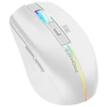 Promate KITT.WHT Ergonomic Wireless Optical Mouse with LED Rainbow Lights & 500mAh Rechargable Battery - 10mRange - Plug & Play - Supports 800/1200/16