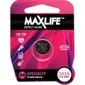Maxlife BAT1616 CR1616 Lithium Coin Button Cell Battery. 1Pk. 3Volt Capacity: 45mAhSize: 16 x 1.5mm Replacement for: BR1616, DL1616, ECR1616