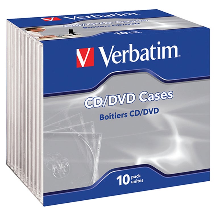 Verbatim 41852 CD/DVD Blank Jewel Cases - 10 Pack Standard Black Storage Cases