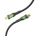 Promate TRANSLINE-CI.BLK 1.2m USB-C to Lightning Cable with Transparent Connectors & LEDs - Supports 27W PD - 25000+ Bend Lifespan - Supports Data & C